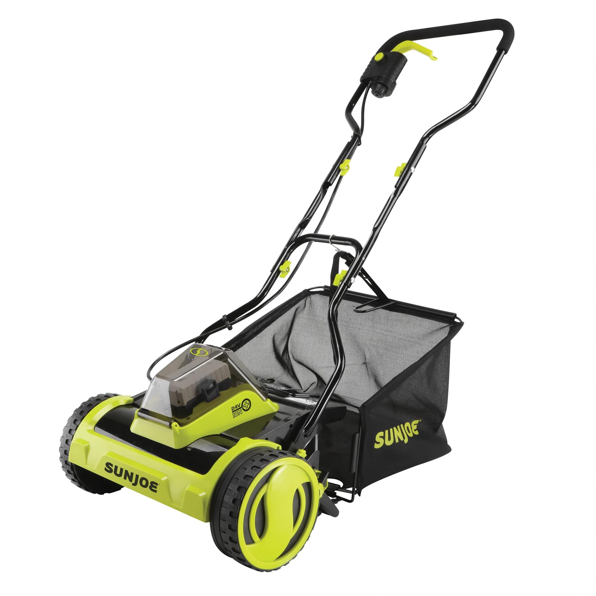 Sun Joe 24V-CRLM15 24-Volt IONMAX Cordless Push Reel Mower W/ Collection Bag | 15-inch | W/ 4.0-Ah Battery + Charger