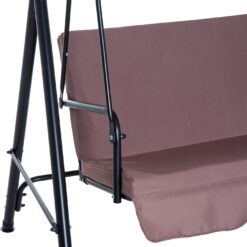Outsunny 3-Seat Outdoor Patio Swing Chair with Removable Cushion, Steel Frame Stand and Adjustable Tilt Canopy for Patio, Brown