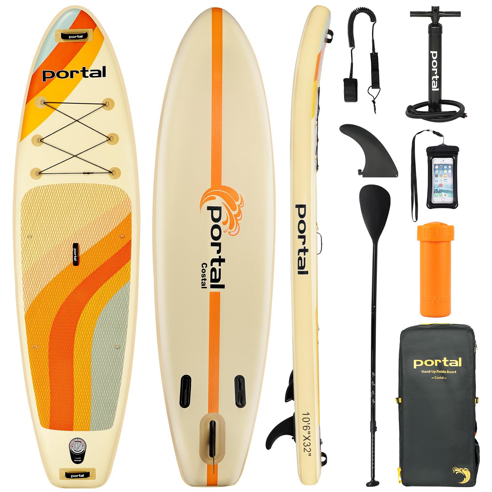 PORTAL SUP Inflatable Paddle Board for Adults 10'6'' Stand Up Paddleboard,Non-Slip Deck Blow up Paddle Boards