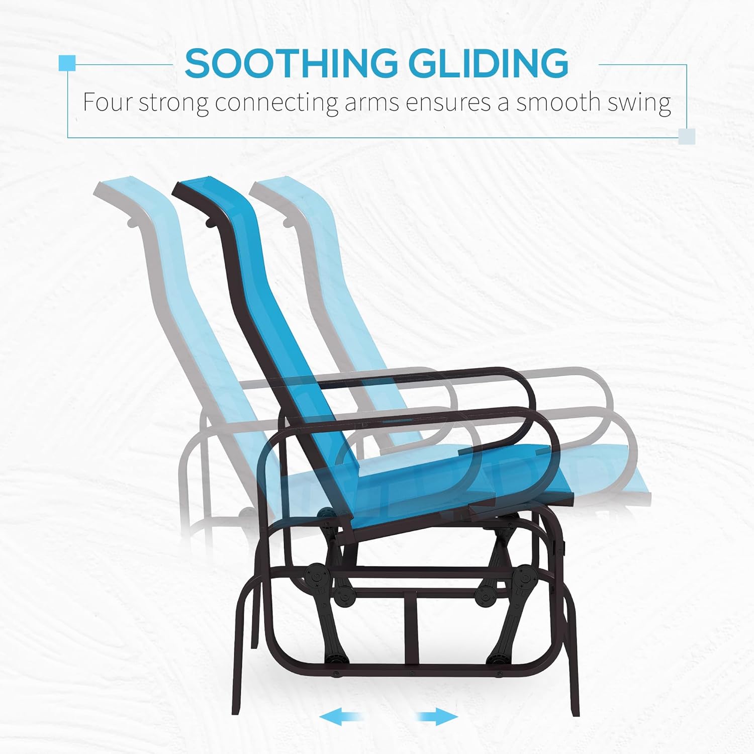 Outsunny Outdoor Glider Chair, Gliders for Outside Patio with Smooth Rocking Mechanism and Lightweight Construction for Backyard, Blue