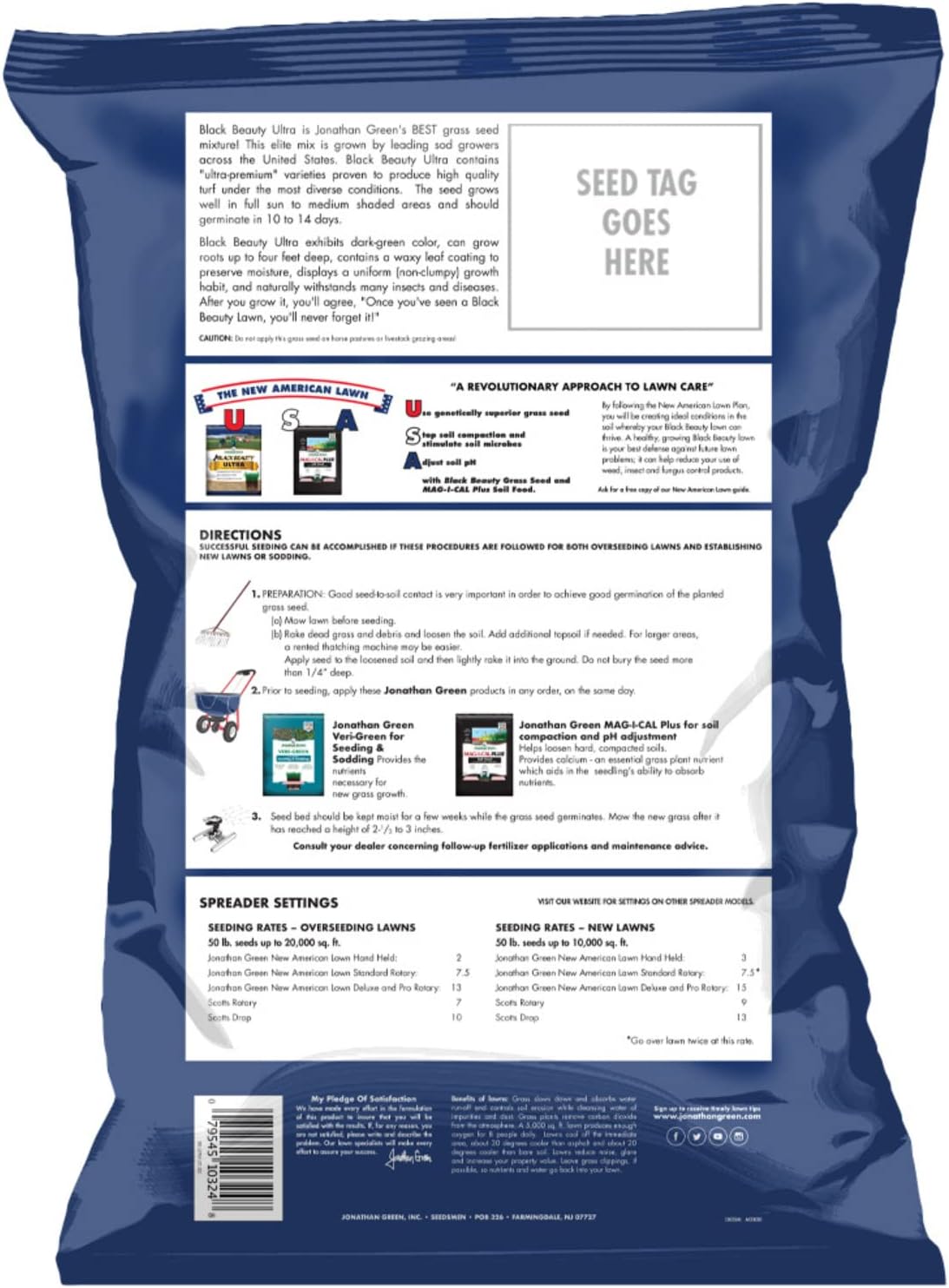 Jonathan Green (10324) Black Beauty Ultra Grass Seed - Cool Season Lawn Seed (50 lb)