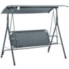 Outsunny 3-Person Porch Swing with Stand, Outdoor Swing for Patio Porch, Gray