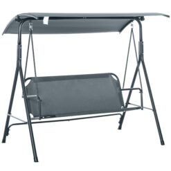 Outsunny 3-Person Porch Swing with Stand, Outdoor Swing for Patio Porch, Gray
