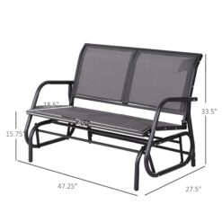 Outsunny 2-Person Outdoor Glider Bench, Patio Double Swing Rocking Chair Loveseat w/Powder Coated Steel Frame, Gray