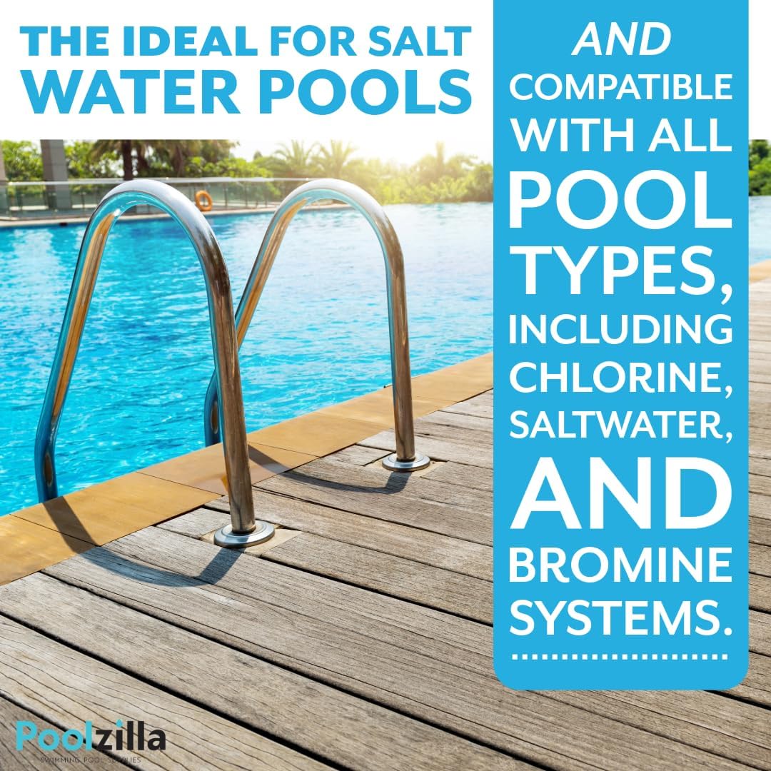 Poolzilla Three Tread Stainless Steel Pool Ladder Entry and Exit System for In-Ground Salt Water Swimming Pools