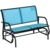 Outsunny 2-Person Outdoor Glider Bench, Patio Double Swing Rocking Chair Loveseat w/Powder Coated Steel Frame, Blue