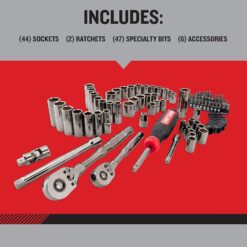 CRAFTSMAN OVERDRIVE 99-Piece Gunmetal Chrome Mechanics Tool Set, Standard SAE/Metric Socket Set, with Hard Case (CMMT99099)