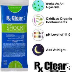 Rx Clear Mega Shock | 73% Calcium Hypochlorite | Kills Algae in Swimming Pools | 48 Pack
