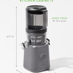 Nama J2 Cold Press Juicer – Self Feeding for Hands-Free Operation with Wide Mouth Hopper – Easy Cleanup & Assembly, Gray