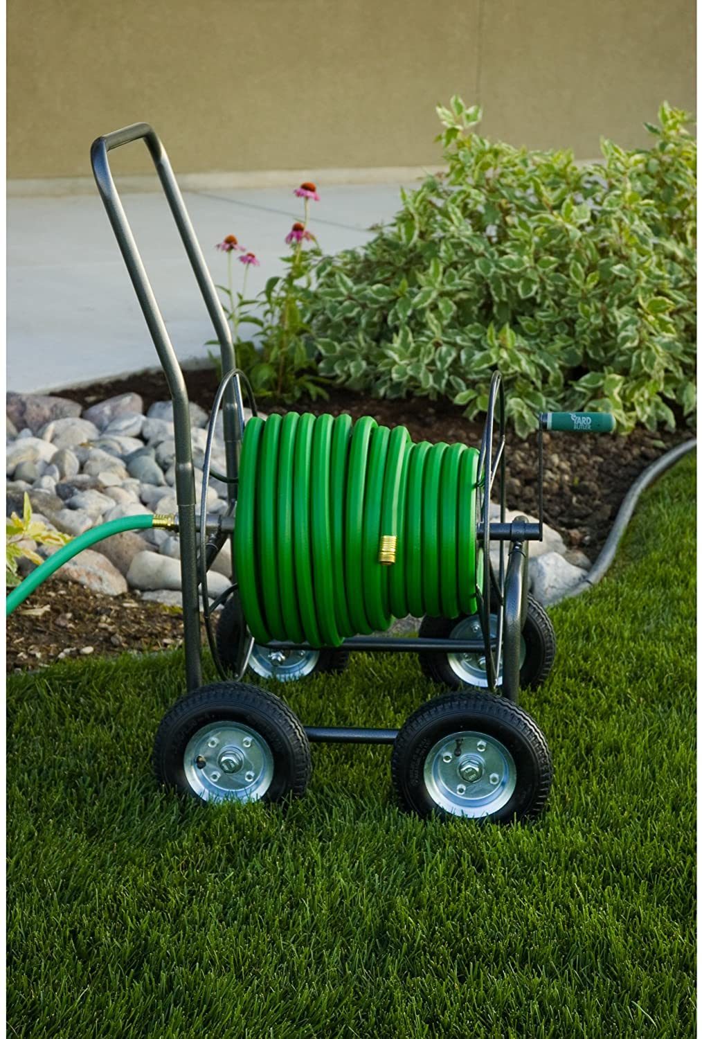 Yard Butler 4-Wheeled Hose Truck, 400' Metal Hose Caddy, Suitable for Gardens, Lawns and Fields