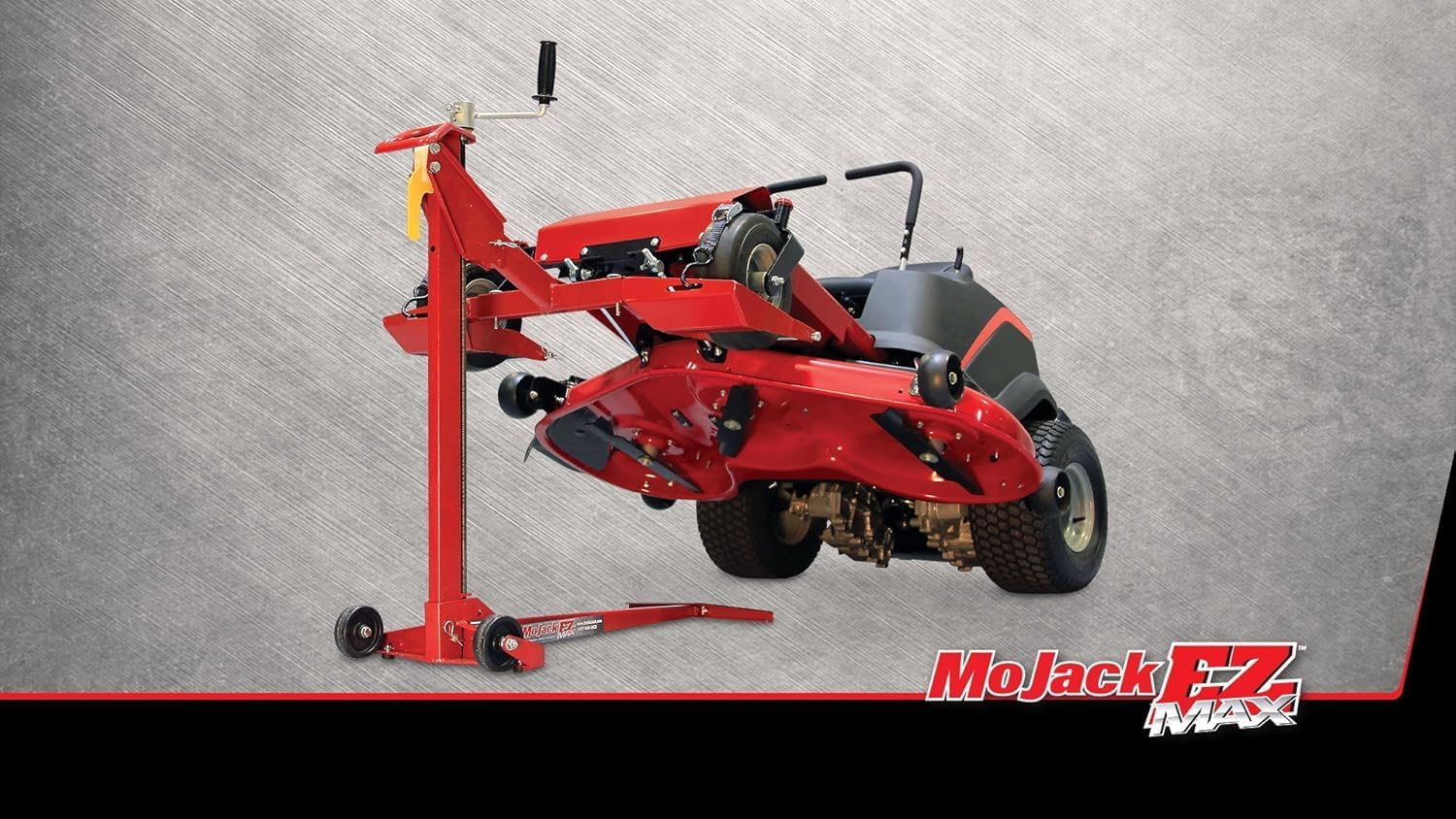 MoJack EZ Max - Riding Lawn Mower Lift, 450lb Lifting Capacity, Fits Most Residential & ZTR Mowers, Space-Saving Folding, Red