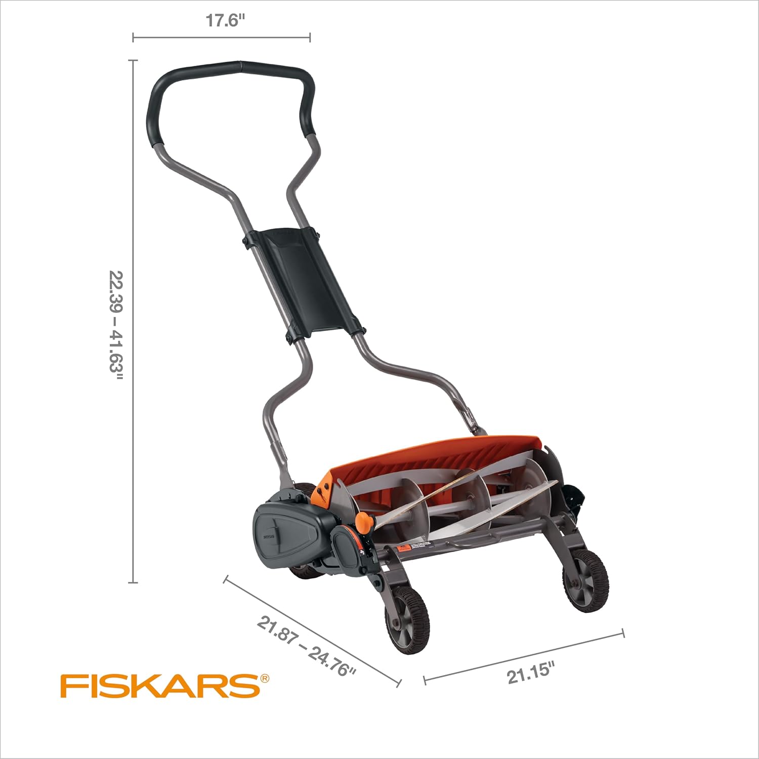 Fiskars Push Mower - 18" Cut Width Manual Reel Mower with No Motor - Eco Friendly Lawn Care