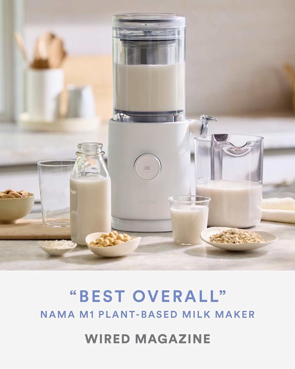 Nama M1 Plant Milk Maker – Homemade Oat, Seed, & Nut Milk Maker Machine – Blends & Strains in One Container – White