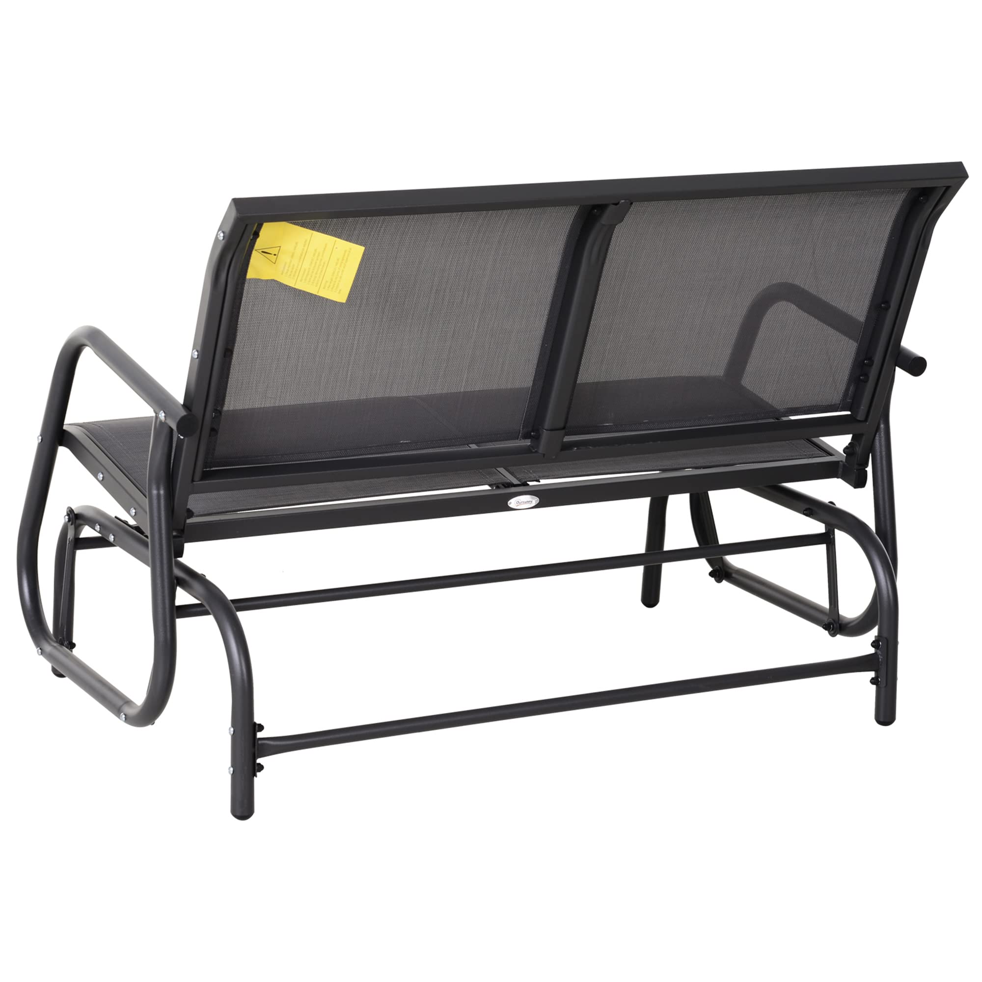 Outsunny 2-Person Outdoor Glider Bench, Patio Double Swing Rocking Chair Loveseat w/Powder Coated Steel Frame, Gray