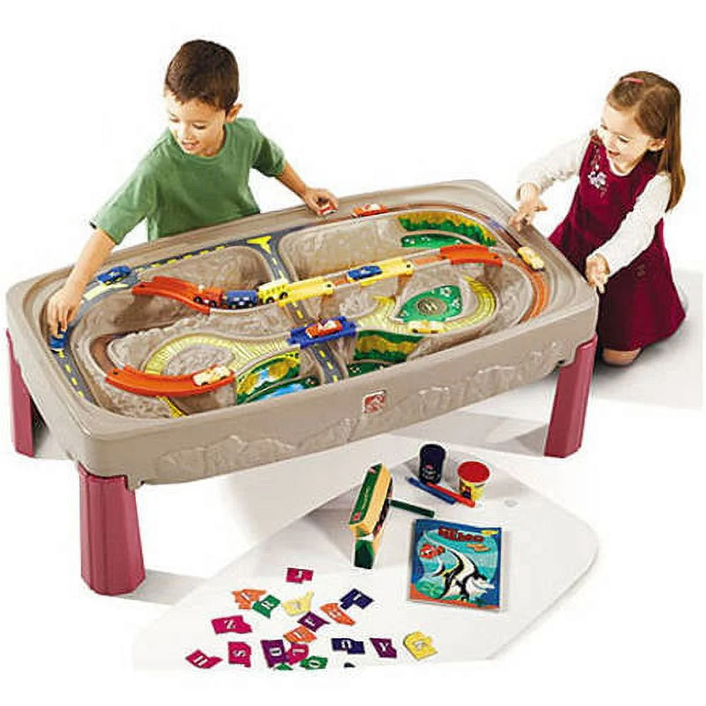 Step2 Deluxe Canyon Road Train Table and Chair Set Neutral Kids Outdoor Activity Table