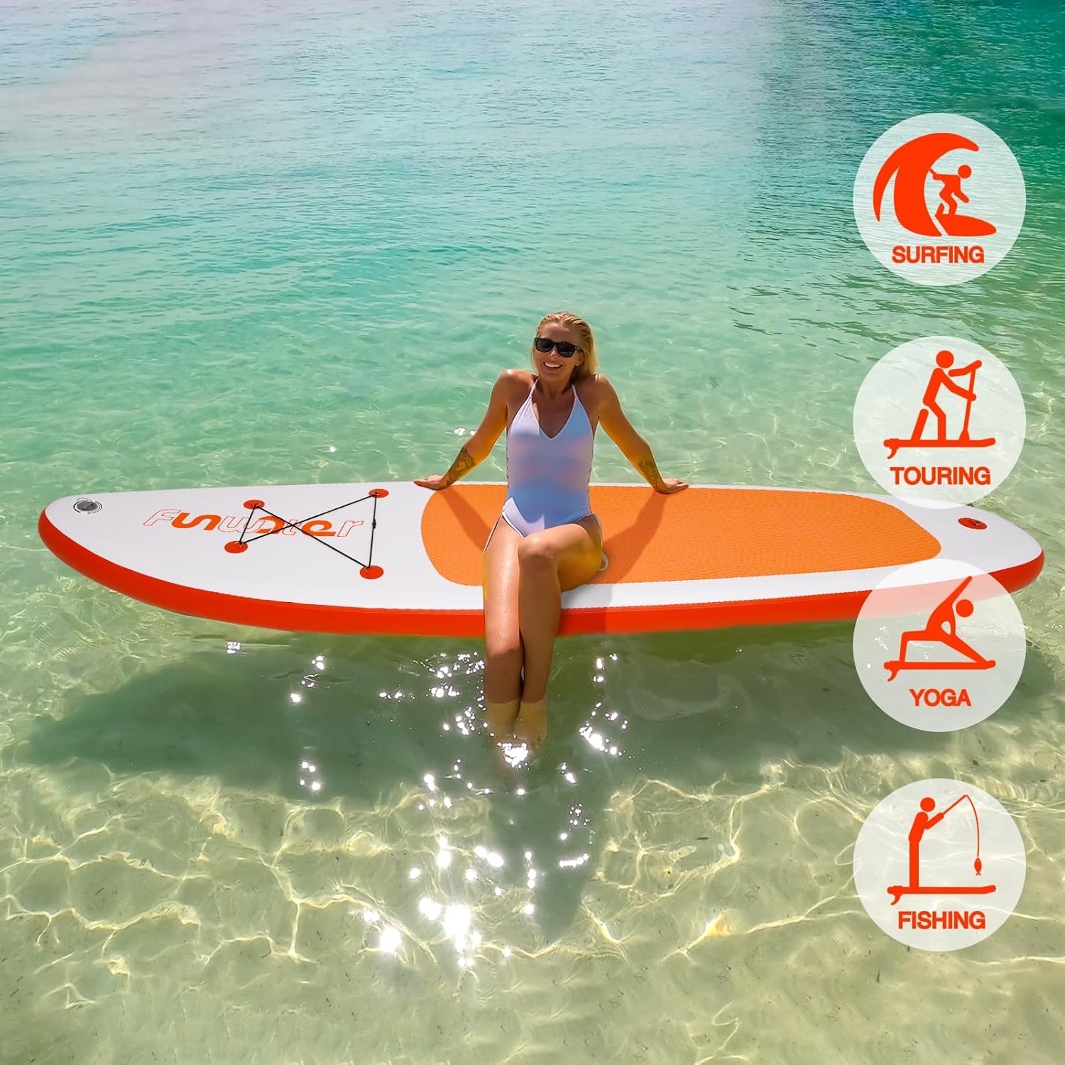 FunWater Inflatable Ultra-Light Stand Up Paddle Board for All Skill Levels with Premium SUP Paddleboard Accessories