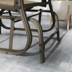 Outsunny 3-Piece Outdoor Gliders Set Bistro Set with Steel Frame, Tempered Glass Top Table for Patio, Light Mixed Brown