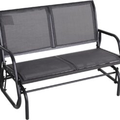 Outsunny 2-Person Outdoor Glider Bench, Patio Double Swing Rocking Chair Loveseat w/Powder Coated Steel Frame, Gray