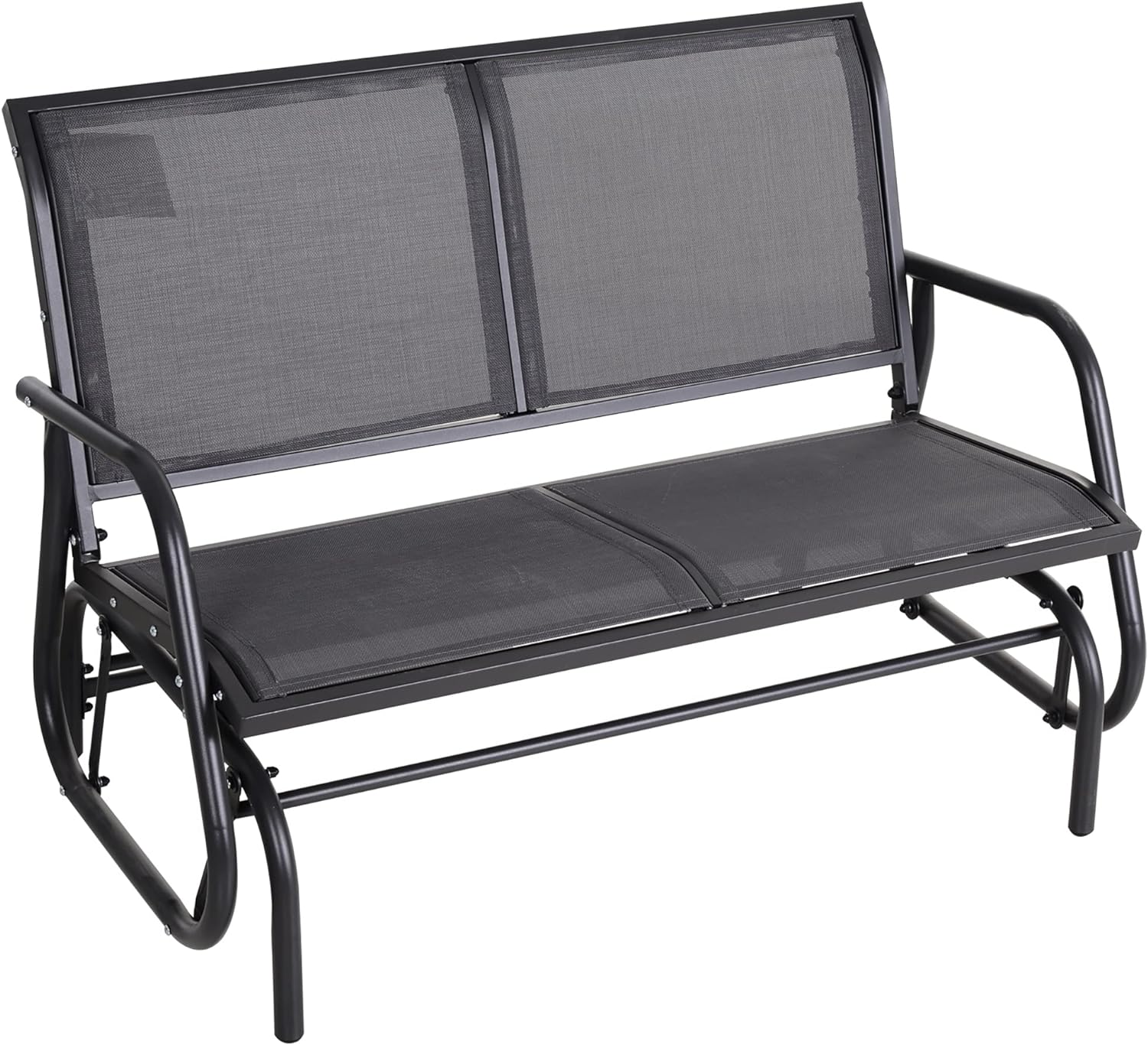 Outsunny 2-Person Outdoor Glider Bench, Patio Double Swing Rocking Chair Loveseat w/Powder Coated Steel Frame, Gray