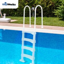 Vinyl Works Snap & Lock Pool Ladder, Plastic Step Ladder for Above Ground or In Ground Swimming Pool, White