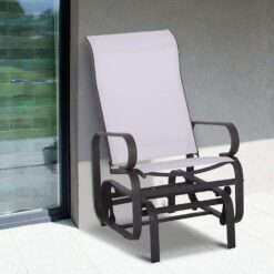 Outsunny Outdoor Glider Chair, Gliders for Outside Patio with Smooth Rocking Mechanism and Lightweight Construction for Backyard, Beige