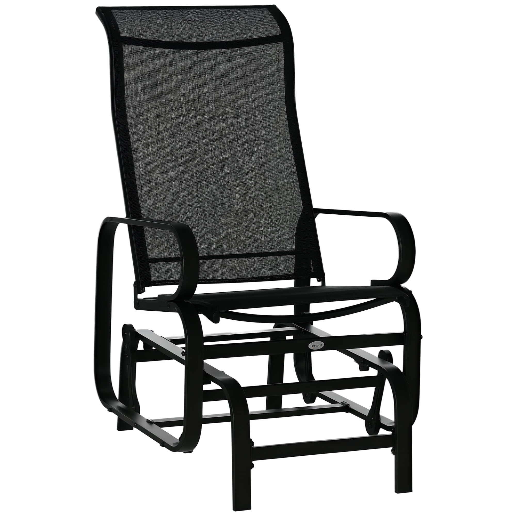Outsunny Outdoor Glider Chair, Gliders for Outside Patio with Smooth Rocking Mechanism and Lightweight Construction, Black