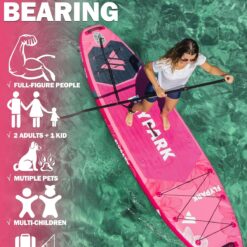 FLYPARK 11'x34 Inflatable Paddle Boards, Extra Wide SUP for 420lbs/3Adults, Yoga Stand Up Paddle Board, 110L Backpack