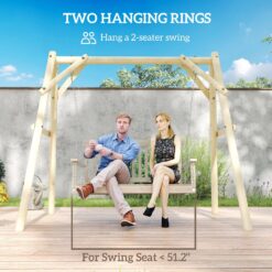 Outsunny 660 lbs Porch Swing Frame, Heavy Duty A-Frame Wooden Swing Stand for DIY Painting, Freestanding Hanging Chair Stand Only