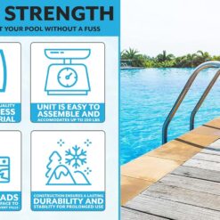 Poolzilla Three Tread Stainless Steel Pool Ladder Entry and Exit System for In-Ground Salt Water Swimming Pools