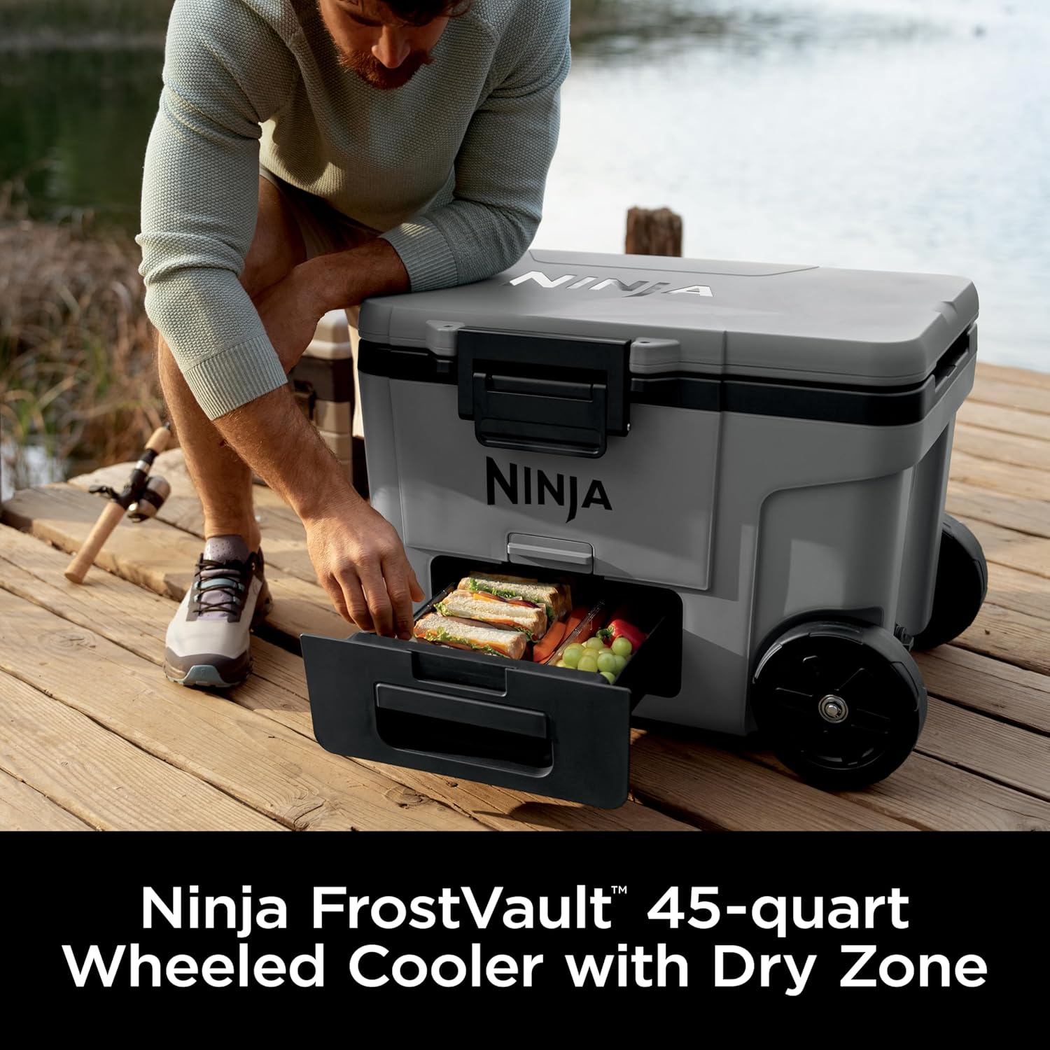 Ninja FrostVault 45 qt Wheeled Cooler, Light Grey