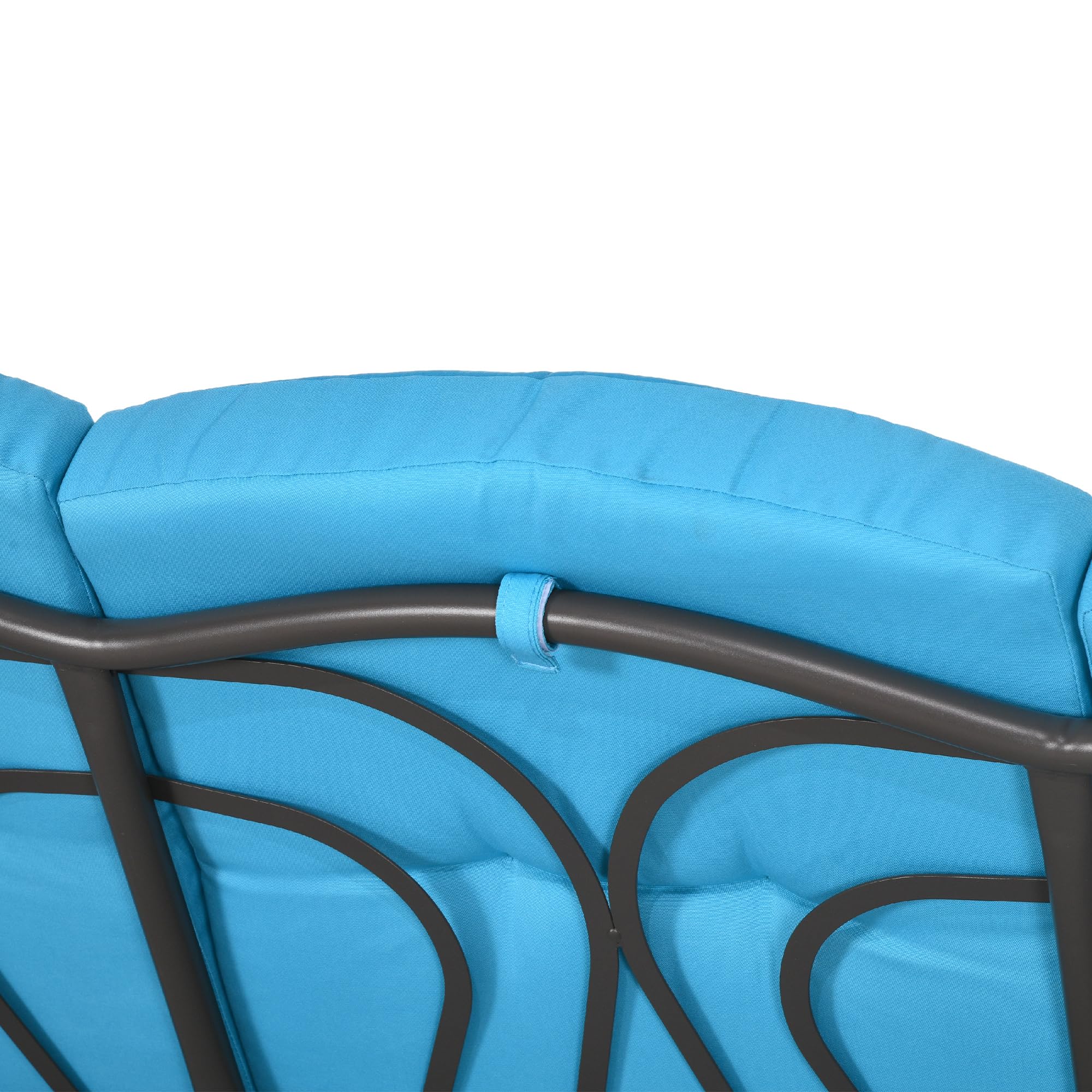 Outsunny 3-Seat Patio Swing Chair, Outdoor Porch Swing Glider with Adjustable Canopy, Removable Cushion, Pillows and Side Trays, Blue