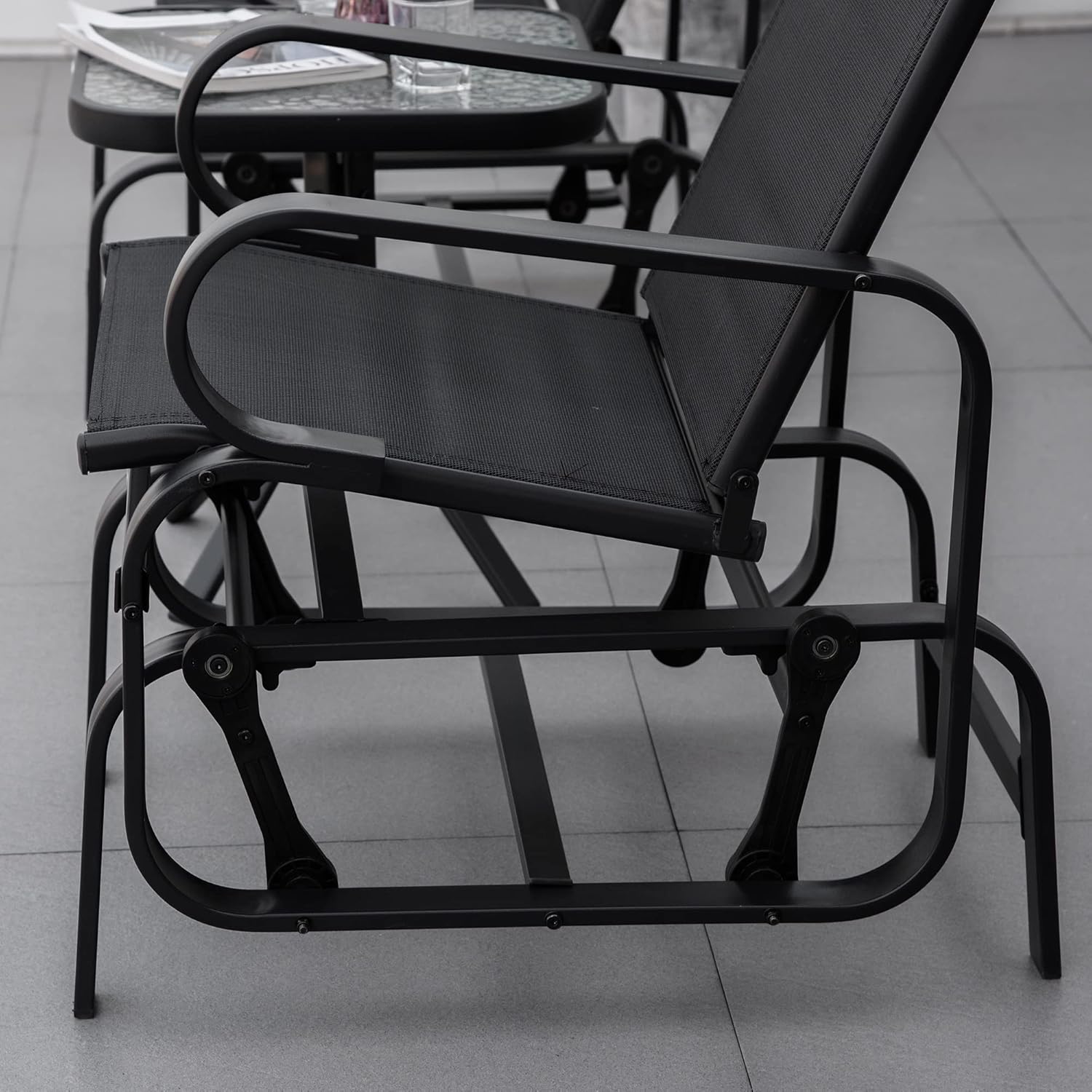 Outsunny Outdoor Glider Chair, Gliders for Outside Patio with Smooth Rocking Mechanism and Lightweight Construction, Black