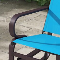 Outsunny Outdoor Glider Chair, Gliders for Outside Patio with Smooth Rocking Mechanism and Lightweight Construction for Backyard, Blue