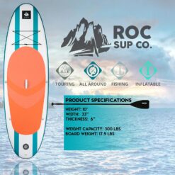 Roc Inflatable Stand Up Paddle Boards with Premium SUP Paddle Board Accessories, Wide Stable Design & Adults