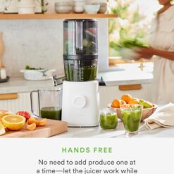 Nama J2 Cold Press Juicer – Self Feeding for Hands-Free Operation with Wide Mouth Hopper – Easy Cleanup & Assembly, White
