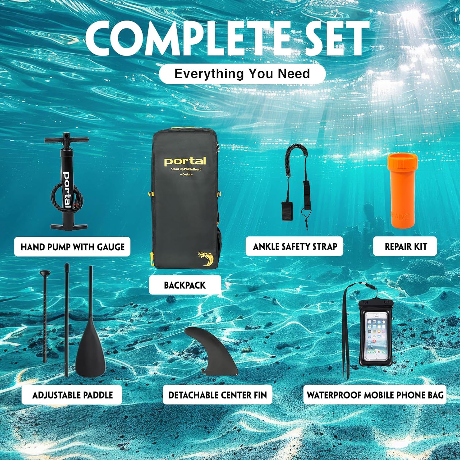 PORTAL SUP Inflatable Paddle Board for Adults 10'6'' Stand Up Paddleboard,Non-Slip Deck Blow up Paddle Boards