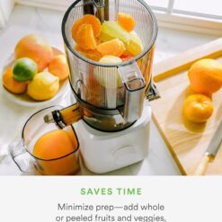 Nama J2 Cold Press Juicer – Self Feeding for Hands-Free Operation with Wide Mouth Hopper – Easy Cleanup & Assembly, White