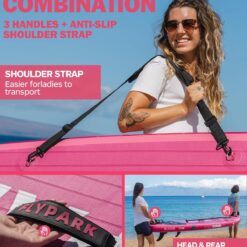 FLYPARK 11'x34 Inflatable Paddle Boards, Extra Wide SUP for 420lbs/3Adults, Yoga Stand Up Paddle Board, 110L Backpack