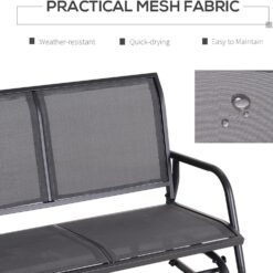 Outsunny 2-Person Outdoor Glider Bench, Patio Double Swing Rocking Chair Loveseat w/Powder Coated Steel Frame, Gray