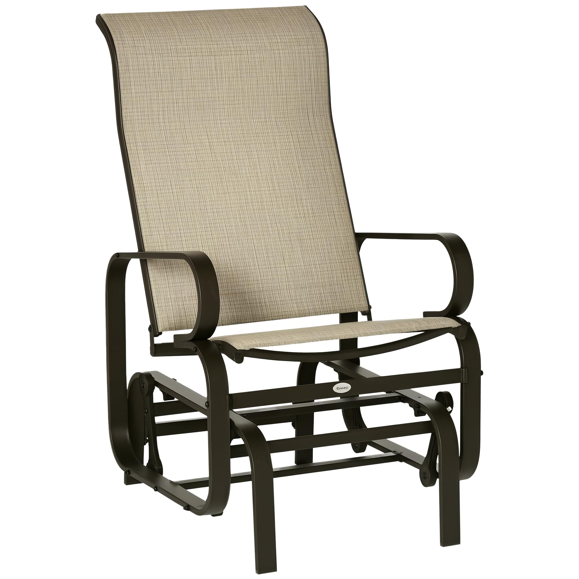 Outsunny Outdoor Glider Chair, Gliders for Outside Patio with Smooth Rocking Mechanism and Lightweight Construction for Backyard, Sand