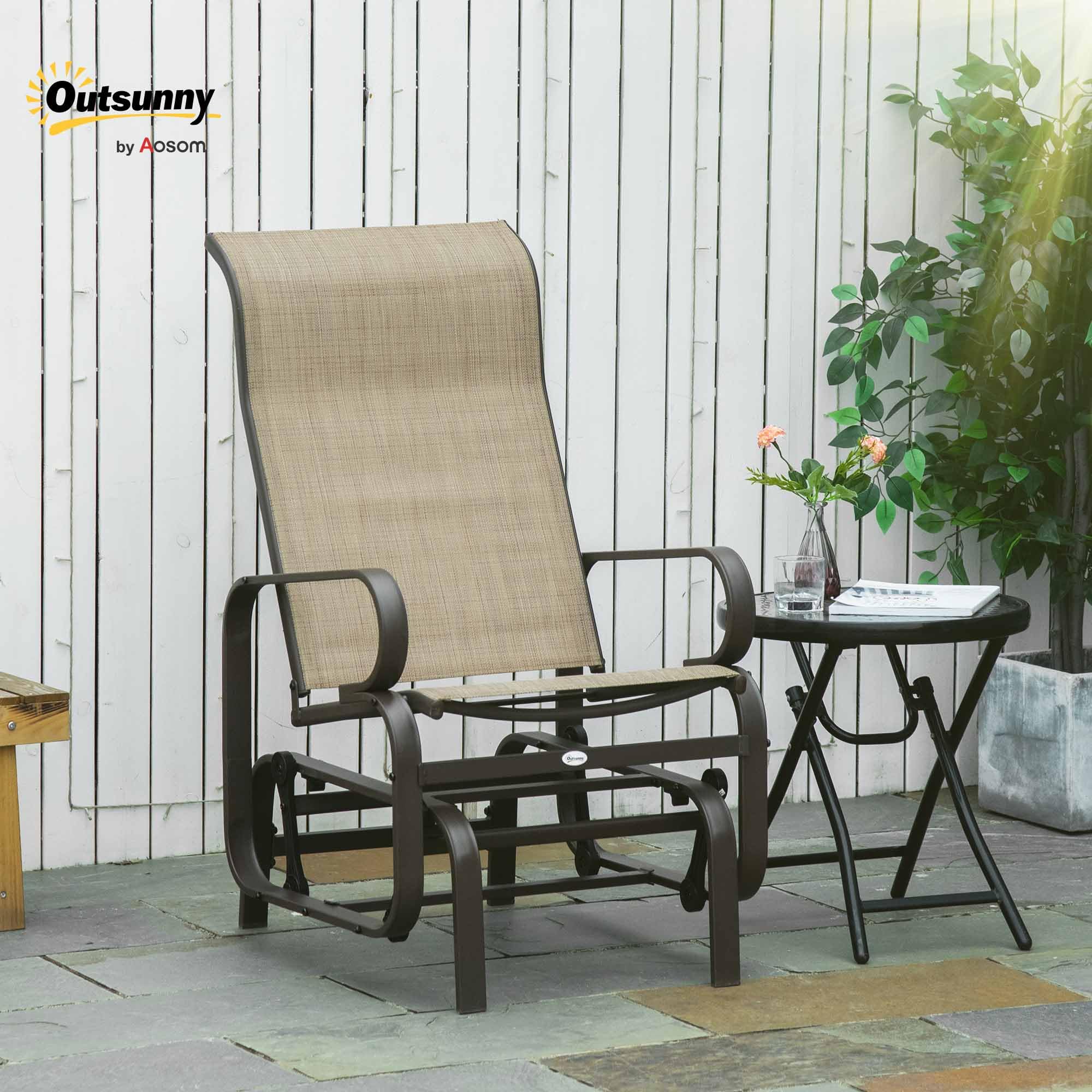 Outsunny Outdoor Glider Chair, Gliders for Outside Patio with Smooth Rocking Mechanism and Lightweight Construction for Backyard, Sand