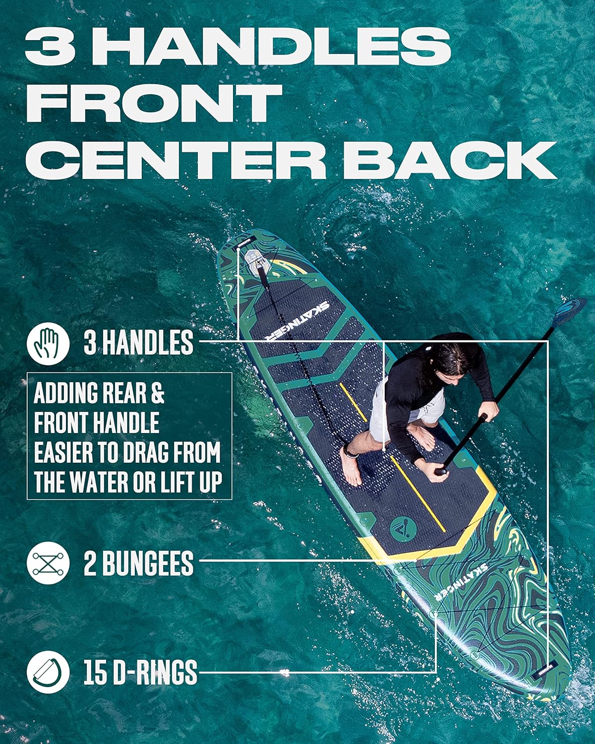 Skatinger 11'6×35" Super Wide Inflatable Paddle Board, Ultra Stable Stand Up Paddleboards for 450lb/3 People/Family/Big Size w