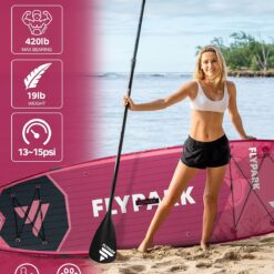 FLYPARK 11'x34 Inflatable Paddle Boards, Extra Wide SUP for 420lbs/3Adults, Yoga Stand Up Paddle Board, 110L Backpack