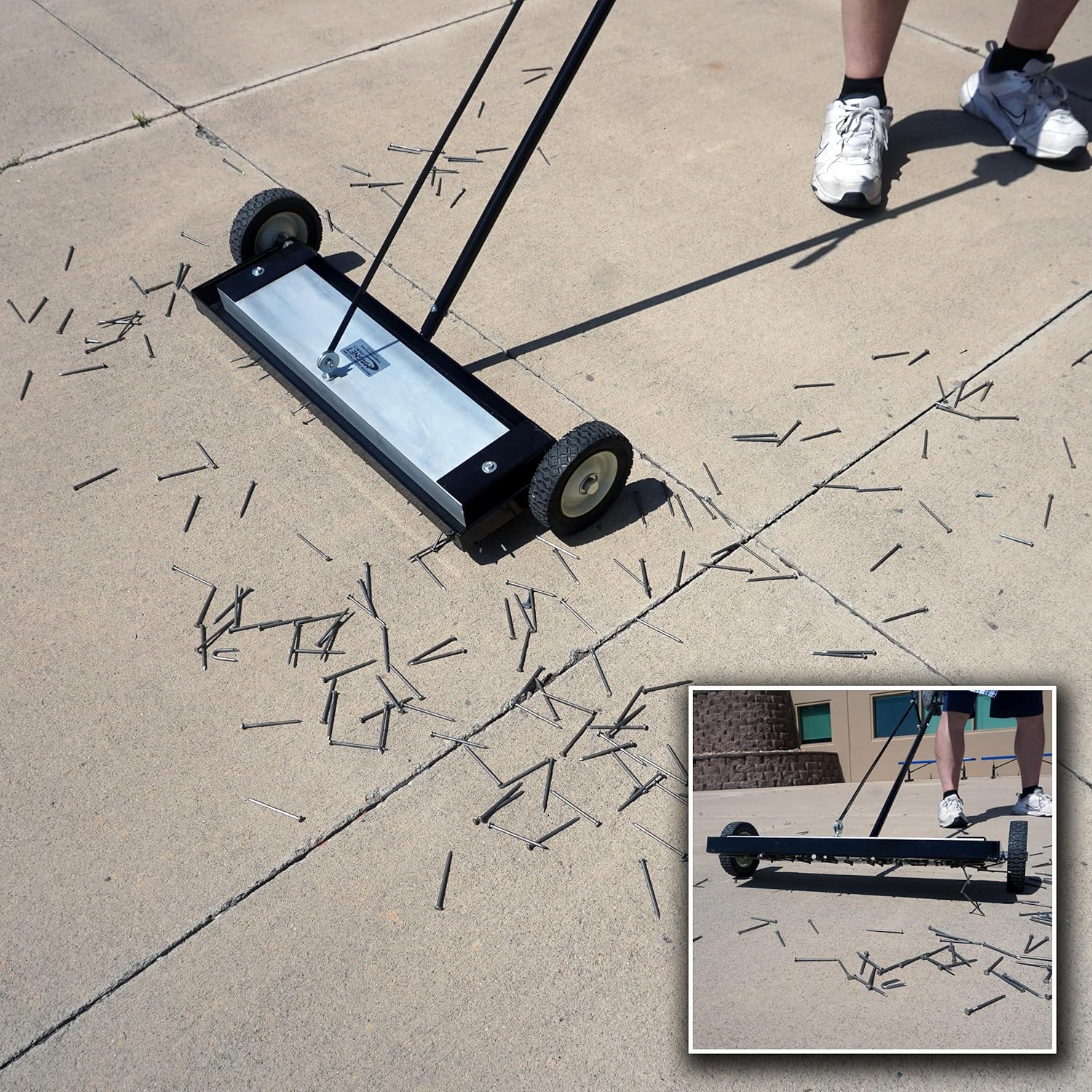 Master Magnetics Heavy Duty Magnetic Sweeper - Heavy Duty Push-Type with Release, 24" Sweeping Width, MFSM24RX