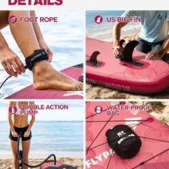 FLYPARK 11'x34 Inflatable Paddle Boards, Extra Wide SUP for 420lbs/3Adults, Yoga Stand Up Paddle Board, 110L Backpack