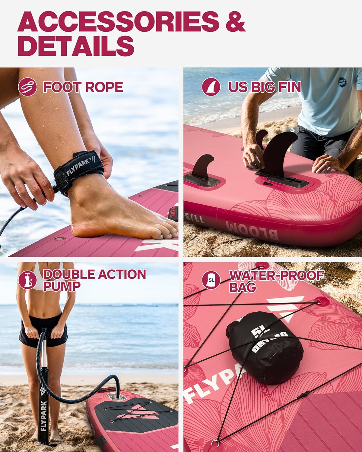 FLYPARK 11'x34 Inflatable Paddle Boards, Extra Wide SUP for 420lbs/3Adults, Yoga Stand Up Paddle Board, 110L Backpack