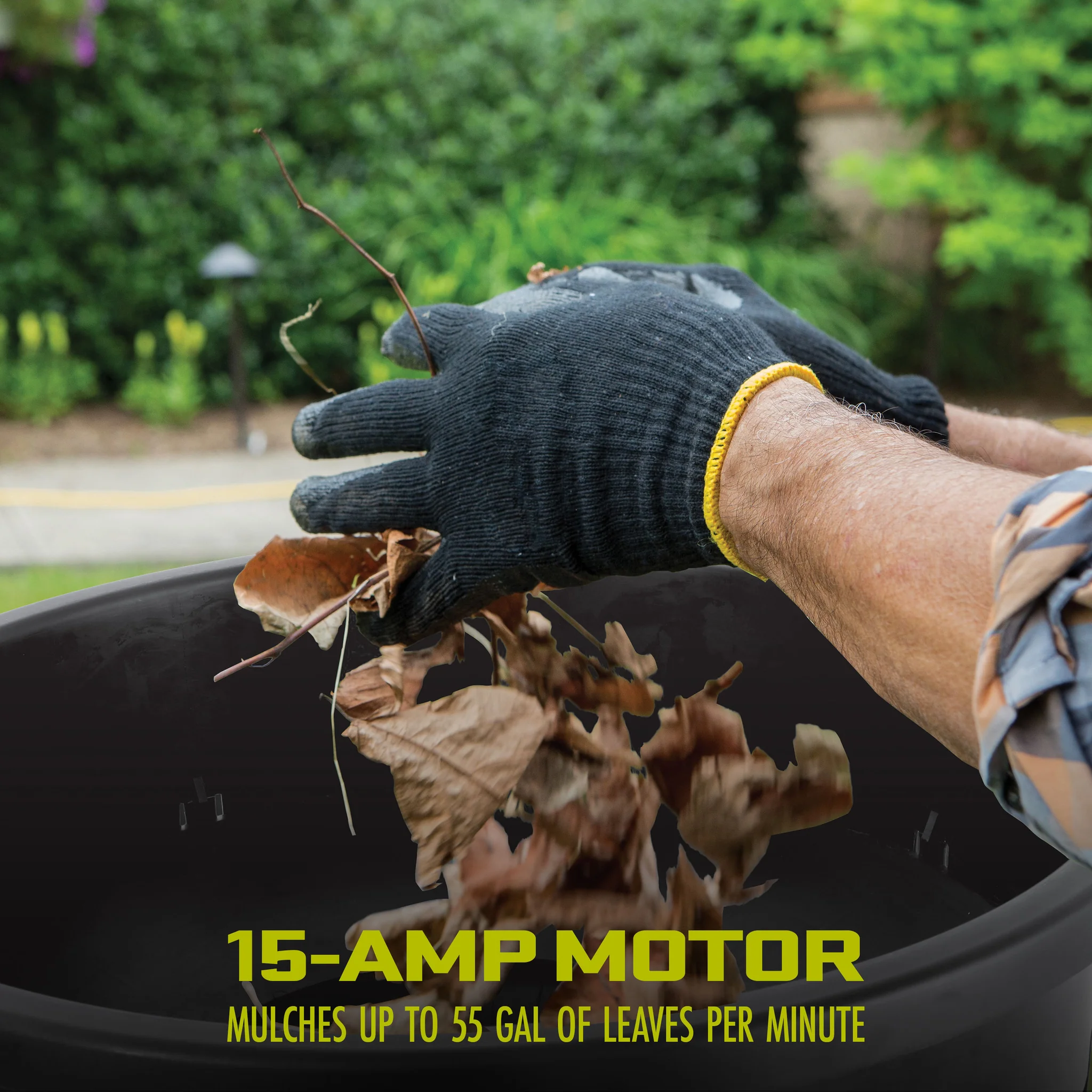 Sun Joe SDJ617E Bladeless Electric Leaf Mulcher + Shredder, 15 Amp, 8,000 RPM, Mulches Up To 55 Gallons of Leaves Per Minute