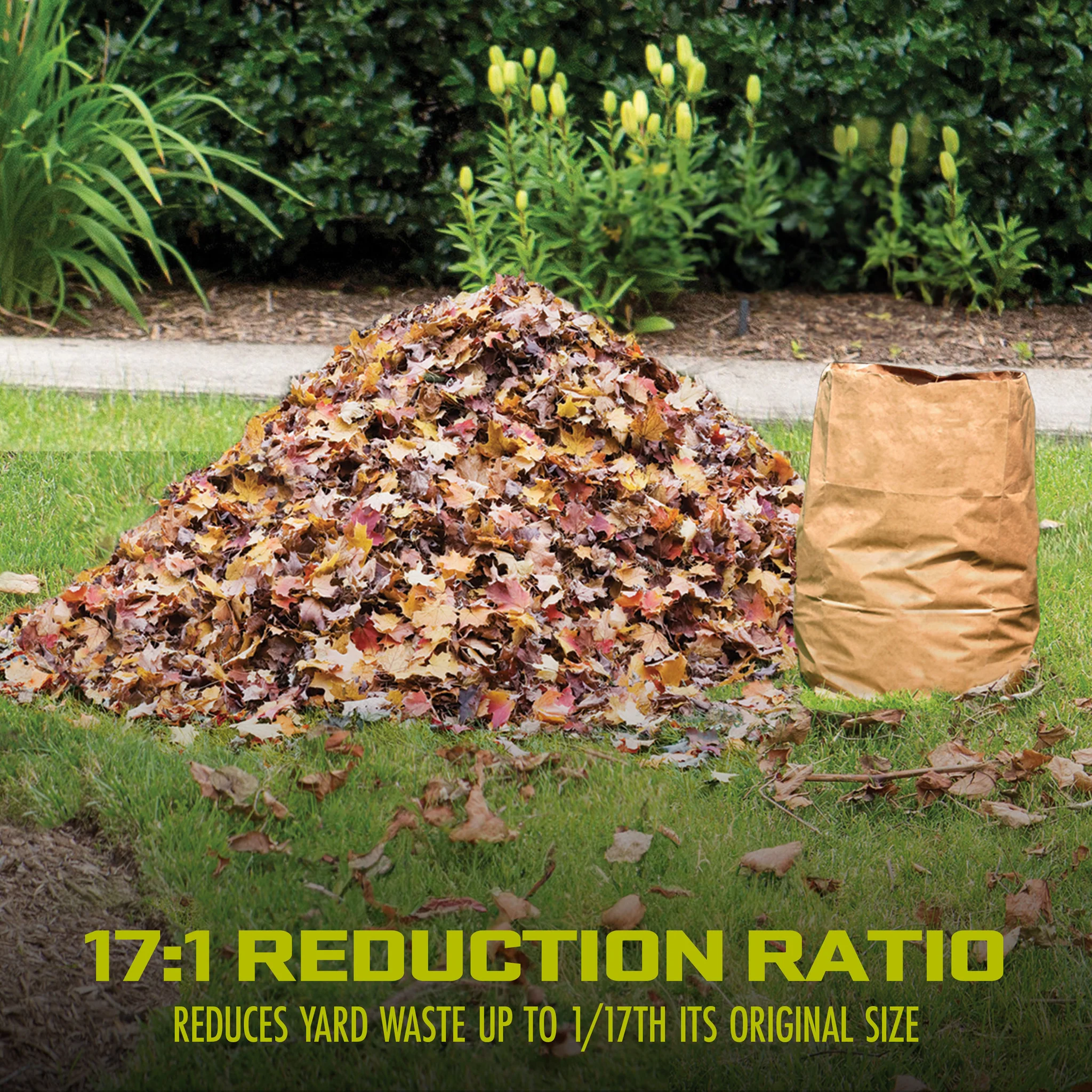 Sun Joe SDJ617E Bladeless Electric Leaf Mulcher + Shredder, 15 Amp, 8,000 RPM, Mulches Up To 55 Gallons of Leaves Per Minute