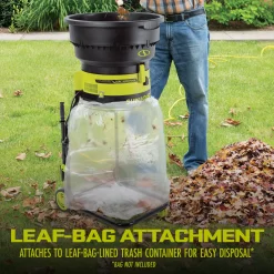 Sun Joe SDJ617E Bladeless Electric Leaf Mulcher + Shredder, 15 Amp, 8,000 RPM, Mulches Up To 55 Gallons of Leaves Per Minute