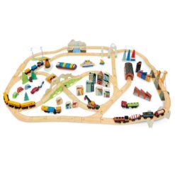 Tender Leaf Toys Mountain View Train Set, 57.09-inch Length, Recyclable Wood, Children, Indoor, Playsets